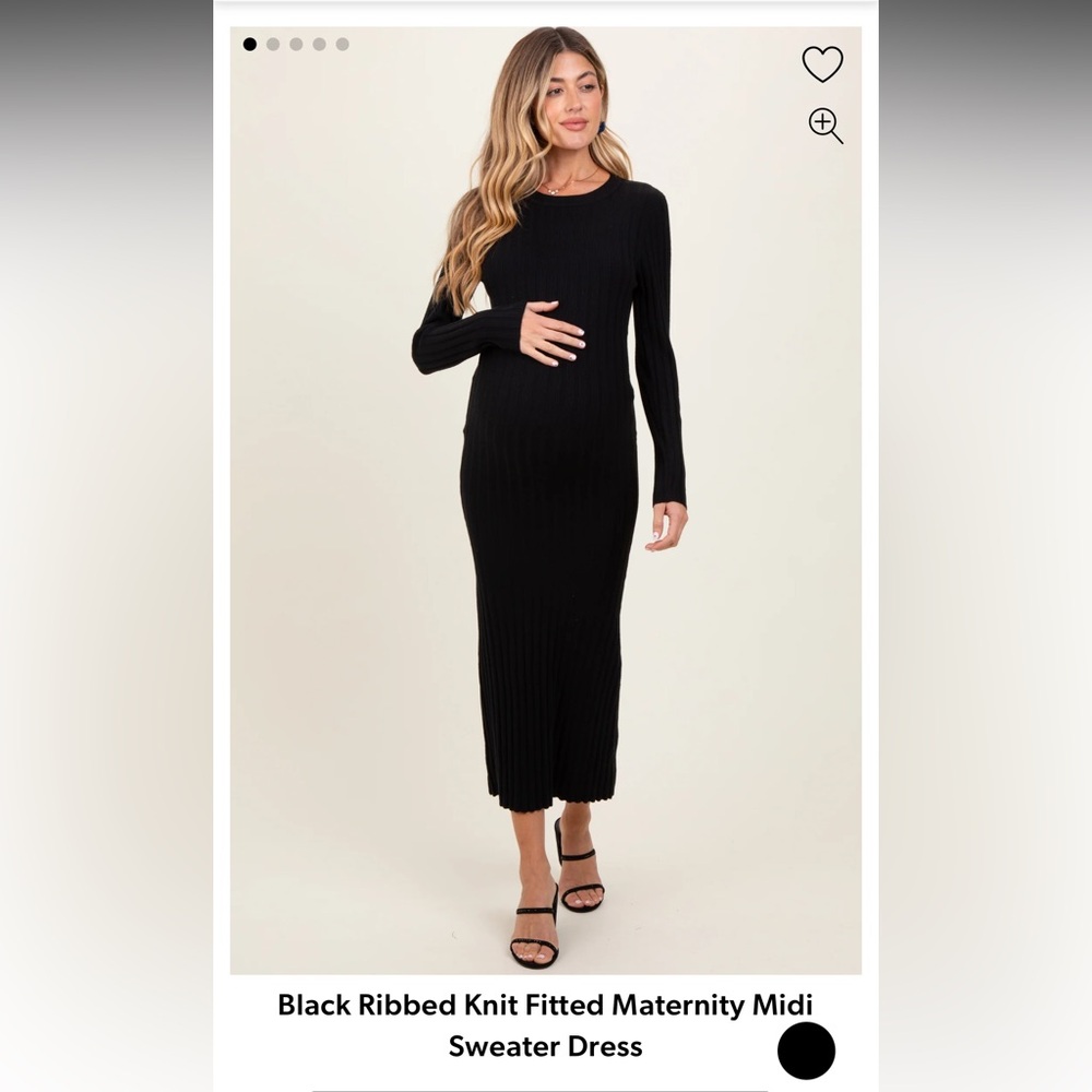 Pinkblush Black Ribbed Knit Long Sleeve Dress Maternity